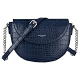 David Jones - Damen Kleine Krokodil Umhängetasche - Frauen Schultertasche PU Leder Halbe Runde Halbmond - Messenger Crossbody Bag Pochette Clutch Citytasche Abendtasche Mode Elegante - Blau