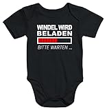 MoonWorks lustiger Baby-Body Windel Wird beladen Bio-Baumwolle Kurzarm Aufdruck schwarz 0-3 Monate