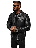 OZONEE Herren Lederjacke Kunstlederjacke Kunstleder Farbvarianten Jacke Bikerjacke Übergangsjacke Herrenjacke Leder Echtlederjacke Echtleder Wildleder Biker 777/8873K SCHWARZ M