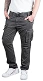 Indicode Rocky Herren Cargohose mit Gürtel Cargo Hose Freizeithose Wanderhose Trekkinghose Outdoorhose (XXL, Dunkelgrau)