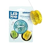 alldoro 60342 - LED YoYo Ø 6 cm, leuchtendes Anfänger Jojo aus Kunststoff, Einsteiger Yo Yo mit Leuchteffekt für Kinder ab 3 Jahren, für Indoor und Outdoor, inklusive Batterien, in 4 Farben sortiert