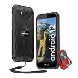 Ulefone Armor X6 Pro Outdoor Handy Ohne Vertrag, Android 12 Smartphone Günstige (2022), 4GB RAM/128GB SD 32GB ROM 4000mAh 13MP+5MP 5 Zoll IP68 Wasserdicht Handy 4G Dual SIM Face ID NFC OTG GPS-Schwarz