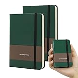 TUNJILOOL Notizbuch A7, 2 Stück Notizbücher Set, 192 Seiten Notizbücher Hardcover,Premium 80gsm Papie Dickes,PU Hard Cover Notebook,Bullet Tagebuch Kariert, Blanko& Dot Grid Journal Notizblock