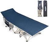 OVERMONT Klappbar Campingbett Übergroß Feldbett - Gästebett für Erwachsene 190 x 71 x 36 cm - bis 250kg Belastbar - 2400D Oxfordgewebe mit Seitentasche Tragetasche für Camping Garten Büro