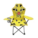 Kinder Anglersessel Gelb Campingstuhl Faltstuhl Anglerstuhl Motiv Giraffe mit Getränkehalter und Tasche