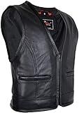 MDM Biker Lederweste mit Reißverschluss, Herren, schwarz, Rindsleder (Gr. XL)