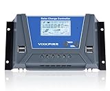 VIXKPIRR 30A Solar Laderegler 12V 24V 36V 48V Solarregler, PWM 30A Solarladeregler mit Temperatursensor LCD Anzeige und 4 USB Ports,Geeignet Multi 12V 24V 36V 48V Blei Batterien und Lithium Batterien