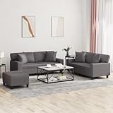 Homgoday 3-TLG. Sofagarnitur mit Kissen Wohnzimmersofa Sofa Couch Loungesofa Gästesofa, Designsofa Couchgarnitur Modern Sitzmöbel für Wohnzimmer, Schlafzimmer, Büro Grau Kunstleder