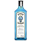 Bombay Sapphire Distilled London Dry Gin, 40% Vol., 100 cl/1L, per Dampfinfusion hergestellt mit 10 erlesenen exotischen Botanicals, ideal für die Hausbar und als Geschenk ab 18