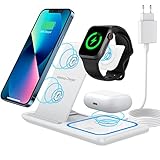 ZEBRE Wireless Charger 3 in 1, Faltbarer Induktive Ladestation Qi Kabelloses Ladegerät Kompatibel mit iPhone-14 13 12 11 Pro Max/XS/XR/X/8+, iWatch Ultra 8 7 6 5 4 3 2 SE, AirPods Pro/3/2 +18W Adapter