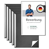 STRATAG Klemmschienen-Bewerbungsset Start Basic (Schwarz, 6 Stück) mit transparentem Deckel aus PP Kunststoff sowie Binderücken aus robustem 290 g/m² Karton Lederstruktur (6 Bewerbungsmappen Schwarz)