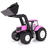 Toyland® 39 cm (15 Zoll) rosa Traktor mit zu öffnenden Türen und anhebbarem Frontlader – Spielzeug-Farmfahrzeuge