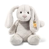 Steiff Hoppie Hase mit Schlappohren 28 cm hellgrau, Plüschtier, Soft Cuddly Friends, flauschiges Stofftier zum Kuscheln und Spielen, Kuscheltier für Mädchen und Jungen, waschmaschinenfest