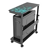 EUREKA ERGONOMIC Höhenverstellbarer Computer Tower Ständer, ATX-Gehäuse CPU Halter PC Ständer, unter Schreibtisch Drucker Cart mit Rollen und Maus Pad, Schwarz