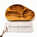 das Olivenholzbrett® / Olivenholz-Schale mit 3 Fächern/Tapasschale Olivenholz/Knabberschale Olivenholz/Holz /18-20cm