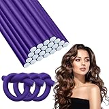 Locken Ohne Hitze Lockenwickler, 30 Stück Flexible Lockenstab 250mm mit Durchmesser ø16mm, Twist Schaum Lockenwickler, Overnight Curls Langes Haar Frisur Design(Violett)