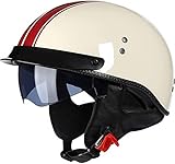 Sommer Retro Motorrad Halbhelm ECE Zertifiziert, Retro Halbhelm - Baseball Cap Style,Moped ATV Helm,Für Roller Moped Baseball Cap Herren und Damen Street Cruiser Jet Style A,XL(59-60)