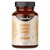 Kurkuma Ingwer Gummies + Zink 48 Stück | leckerer Apfel-Mango-Geschmack mit 94% Fruchtanteil | 4,2 mg hoch bioverfügbares Zink für eine normale Funktion des Immunsystems | vegan | vom Achterhof