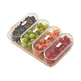 Snackbox, unterteilte Lebensmittel-Aufbewahrungsbehälter, geteilt, transparent, mit Box mit Deckel für Gemüse, Obst