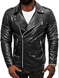 OZONEE Herren Lederjacke Kunstlederjacke Kunstleder Farbvarianten Jacke Bikerjacke Übergangsjacke Herrenjacke Leder Echtlederjacke Echtleder Wildleder Biker JS/11Z8014Z SCHWARZ M