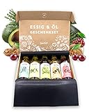 TIMBER TASTE® Essig & Öl Geschenkset Frauen & Männer [Vitalisierend] - 5 erlesene Essige & Speiseöle [5x40ml] - Kochbox Koch Set - Besonderes Geburtstagsgeschenk für Frauen & Männer - Öle Geschenkbox