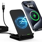 15W Wireless Charger Stand Induktive Ladestation für Samsung Galaxy S24 Ultra/S24/S23/S22/S21/S20 FE, Google Pixel 9 Pro/8/7/6, Wireless Charging Station Handy Kabelloses Ladegerät für iPhone 16/15/14