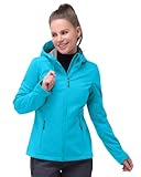 33,000ft Damen Softshelljacke Wasserdichte Winddichte Funktionsjacke Atmungsaktive Übergangsjacke Leichte Fahhradjacke mit Kapuze Windbreaker zum Laufen, Radfahren, Wandern，Himmelsblau 44