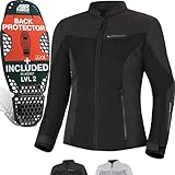 SHIMA OPENAIR LADY Motorradjacke Damen - Leichte, Atmungsaktive Sommer Mesh Motorcycle Stadt Textiljacke Männer mit CE Schulter Ellbogen und Rückenprotektoren, Breitenverstellung (Schwarz, M)