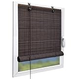 Sol Royal Bambusrollo 120 x 160cm SolDecor B86 - Sichtschutz Fenster Rollo Ohne Bohren - Raffrollo Bambus Inkl Klemmfix Träger - Holzrollo Natur mit Kindersicherheitsclip - Braun