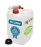 plasteo® 10 Liter Getränke- Wasserkanister Natur mit Hahn und Schraubdeckel | BPA Frei | Lebensmittelecht