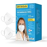 TechniSat TECHNIMASK FFP2 Maske – 20 Stück CE-zertifizierte Atemschutzmaske (dermatologisch getestet, 5-lagig mit 3x Meltblown-Vlies – Masken 100%Made in Germany) Farbe: Weiß