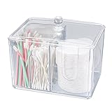 Wattestäbchen Aufbewahrung Behälter, Wattepads Halter mit Deckel, Acryl Wattepadspender Boxen, Badezimmer Wattestäbchen Organizer Spender Halter für Badzimmer, Qtips Aufbewahrung Behälter Transparent