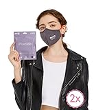 2 FFP2 Maske CE-Zertifizierte Wiederverwendbare Grau, [30-Fach Waschbare] Gesichtsmaske, 5-Schicht-Technologie, hohe Filtereffizienz BFE 98, Staub-und Partikelschutzmaske - 2 Stück