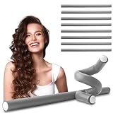 ECENCE 10 Papilotten Lockenwickler flexibler Wickler Locken ohne Hitze Heatless Curls Durchmesser Ø 14mm x 240mm Länge Grau Locken über Nacht