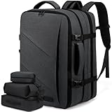 LOVEVOOK Reiserucksack Flugzeug, Laptop Rucksack für 17,3 Zoll, erweiterbar Handgepäck Rucksack für Herren Damen, groß 30L-40L Business Rucksack Travel Backpack für Weekender, Grau