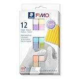 STAEDTLER ofenhärtende Modelliermasse FIMO soft in Pastell Farben, weich und geschmeidig, speziell für Einsteiger und Hobbykünstler, 12 Halbblöcke á 25g in sortierten Farben, 8023 C12-3