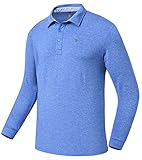 donhobo Herren Poloshirt Langarm Polokragen mit Knopfleiste Regular Fit Basic Polyester Elegante Polohemd für Männer Golf T-Shirt Blau XL