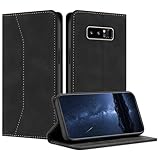 Mo-Beauty Hülle Kompatibel mit Samsung Galaxy Note 8, Handyhülle Samsung Note 8, Galaxy Note 8 Hülle, PU Leder Flip Klappbare Schutzhülle Magnet Ledertasche Klapphülle für Samsung Note 8(Schwarz