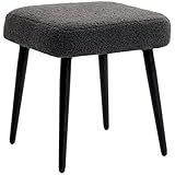 HOMCOM Fußhocker Sitzhocker Quadratischer Schminkhocker Fußstütze mit Kaschmir-Optik, Stahlbeine, für Wohnzimmer, Schlafzimmer, Dunkelgrau, 42 x 42 x 47 cm