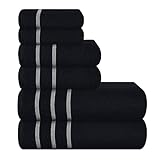 MyOwn Ultra Soft 6er-Pack Baumwoll-Handtuch-Set, enthält 2 übergroße Badetücher 70 x 140 cm, 2 Handtücher 40 x 60 cm und 2 Waschbetten 30 x 30 cm, Schwarz