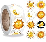 Sonne Runder Aufkleber,Belohnung Aufkleber 500pcs Smiley Aufkleber Kinder Bastelarbeiten Sticker für Lehrer Und Schüler Chirstmas Birthday Party Dekorative Aufkleber