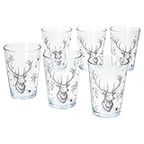 Ritzenhoff & Breker Hirsch Chalet Luis Winter 6er Set Glühweingläser I 240ml, H 11cm I Tee-Glas mit Hirsch-Dekor in Grau I Weihnachtsglas für Kaffee, Eierlikör & Co an Nikolaus & zum Advent