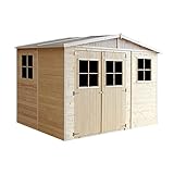 TIMBELA M334 Gartenhaus Holz mit Fenstern - Geräteschuppen Holz H226x318x220 cm/6 m² - Gerätehaus Gartenhütte Fahrradgarage Holz