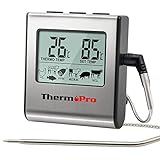 ThermoPro TP16 Digitales Bratenthermometer Ofenthermometer Fleischthermometer Grillthermometer Küchen Thermometer mit Timer für BBQ, Grill, Smoker