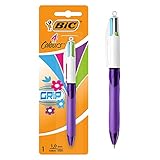 BIC 4 Farben Kugelschreiber Set 4 Colours Grip Pro Fun, mit gummierter Griff-Fläche, 1er Pack, Ideal für das Büro, das Home Office oder die Schule