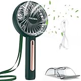 VKUSRA Handventilator, Ventilator Klein Handventilator Akku Aufladbar mit 4 Windgeschwindigkeit und Einstellbare Kopfstützen, USB Ventilator Portable Fan für Reisen, Büro, Zuhause, Draußen, Innen