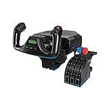 Logitech G Saitek Pro Flight Yoke System, Steuerhorn und Schubregler für Flug Simulatoren, Throttle Quadrant, 5 Achsen, Edelstahl-Höhenruder, Querruder-Steuerwelle, USB-Anschluss, PC - Schwarz