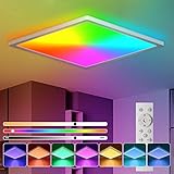 BLNAN LED Deckenleuchte RGB Dimmbar mit Fernbedienung, 24W Deckenlampe Panel mit Farbwechsel,3000K-6500K 2400lm Modern Quadrat Lampe für Wohnzimmer Schlafzimmer Kinderzimmer Badezimmer-Weiß,30x2.5cm