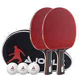 JOOLA Tischtennis Set Duo PRO 2 Tischtennisschläger + 3 Tischtennisbälle + Tischtennishülle, rot/schwarz, 6-teilig