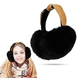 Lvefyti Damen Faltbare Plüsch Ohrenwärmer, Kälteschutz Warme Ohrwärmer Winter Mädchen Ohrschützer mit Bogenknoten, Winddicht Ear Muffs Ear Warmers Geschenk, Schwarz